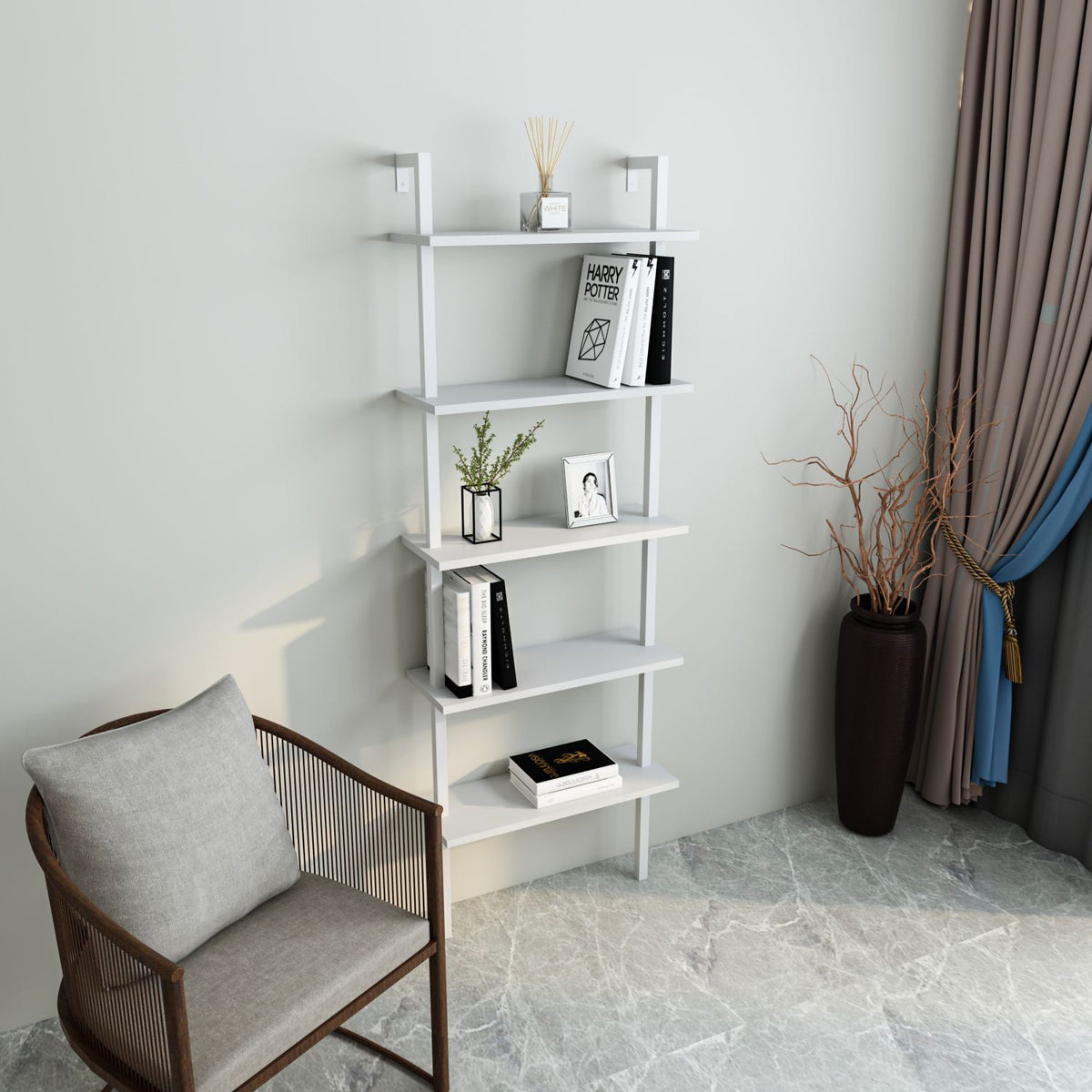 Βιβλιοθήκη Argos Λευκό 60x22x174 εκ. Μελαμίνης