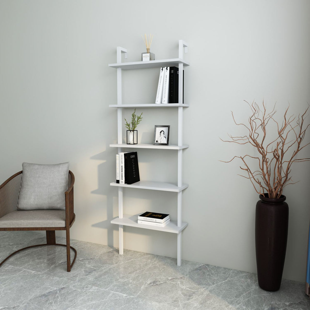 Βιβλιοθήκη Argos Λευκό 60x22x174 εκ. Μελαμίνης