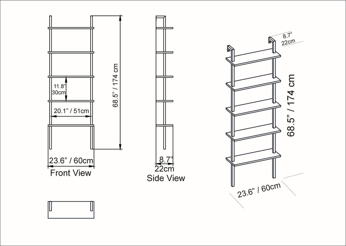 Βιβλιοθήκη Argos Λευκό 60x22x174 εκ. Μελαμίνης