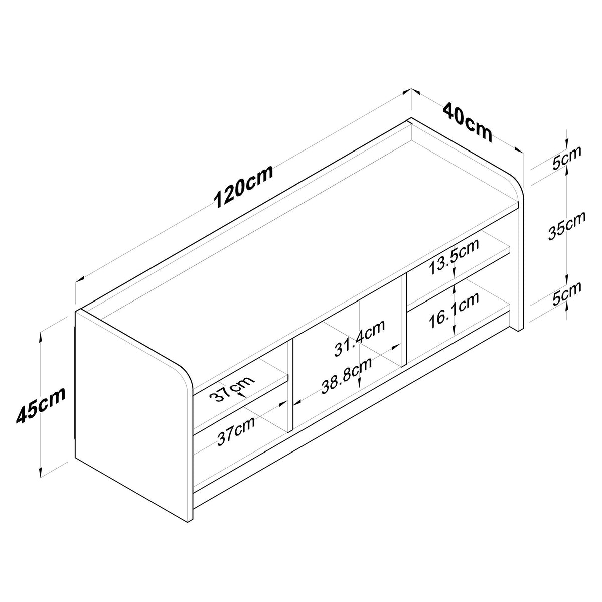 Παπουτσοθήκη Perdika Με Ράφια Λευκό - Καρυδί 120x40x45 εκ. Μελαμίνης - Pakobazaar