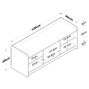 Παπουτσοθήκη Perdika Με Ράφια Λευκό - Καρυδί 120x40x45 εκ. Μελαμίνης - Pakobazaar