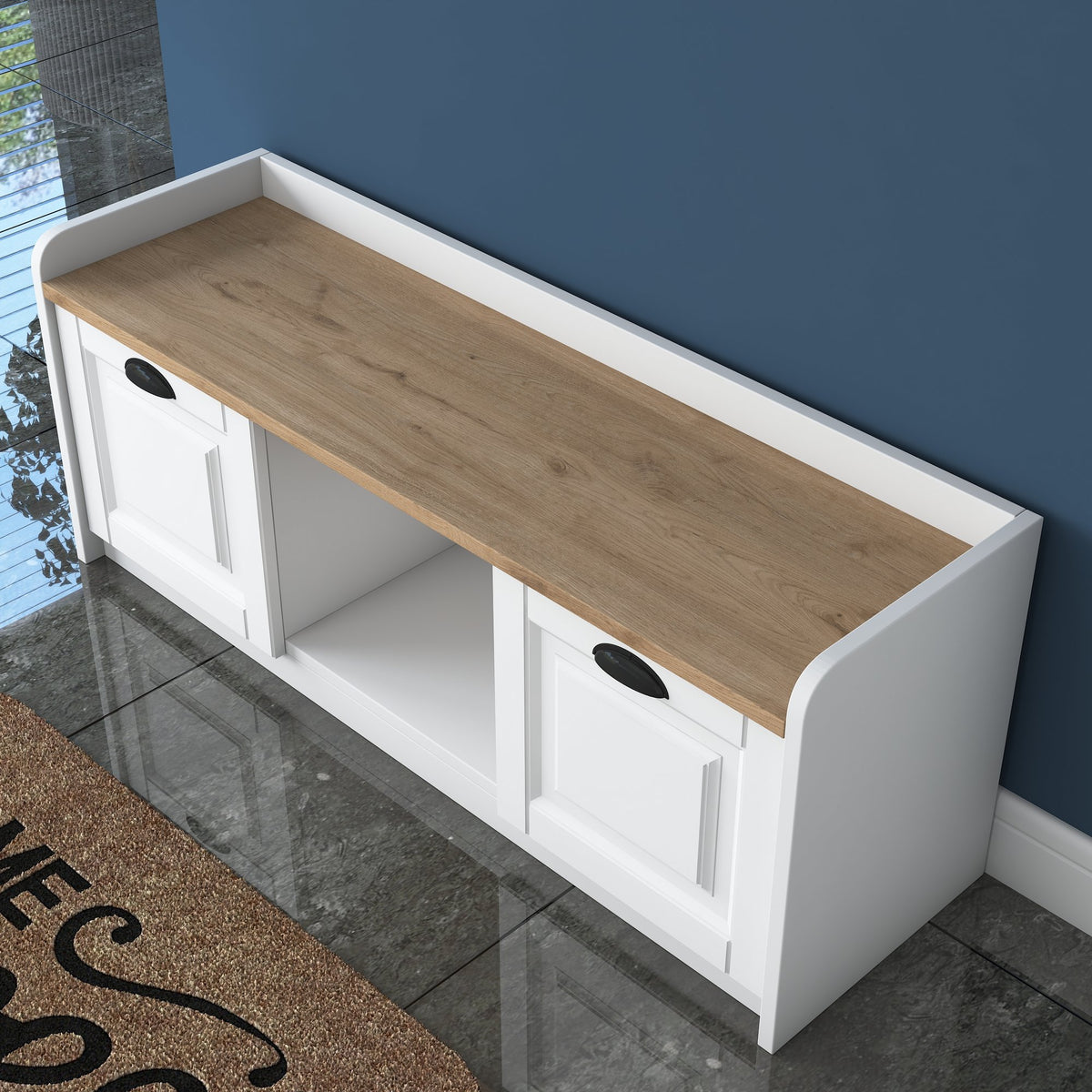 Παπουτσοθήκη Perdika Με Ράφια Λευκό - Καρυδί 120x40x45 εκ. Μελαμίνης - Pakobazaar
