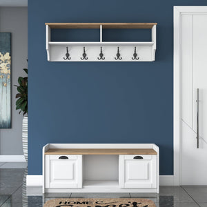 Έπιπλο Εισόδου Perdika Λευκό - Καρυδί 120x40x45 εκ. Μελαμίνης