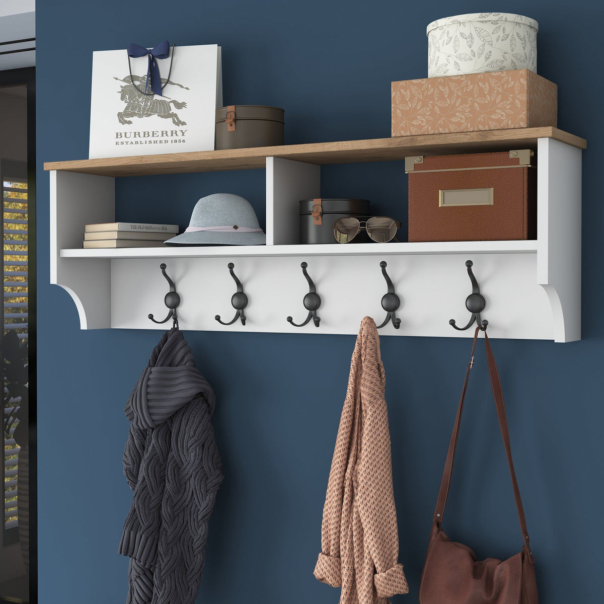 Έπιπλο Εισόδου Perdika Λευκό - Καρυδί 120x40x45 εκ. Μελαμίνης