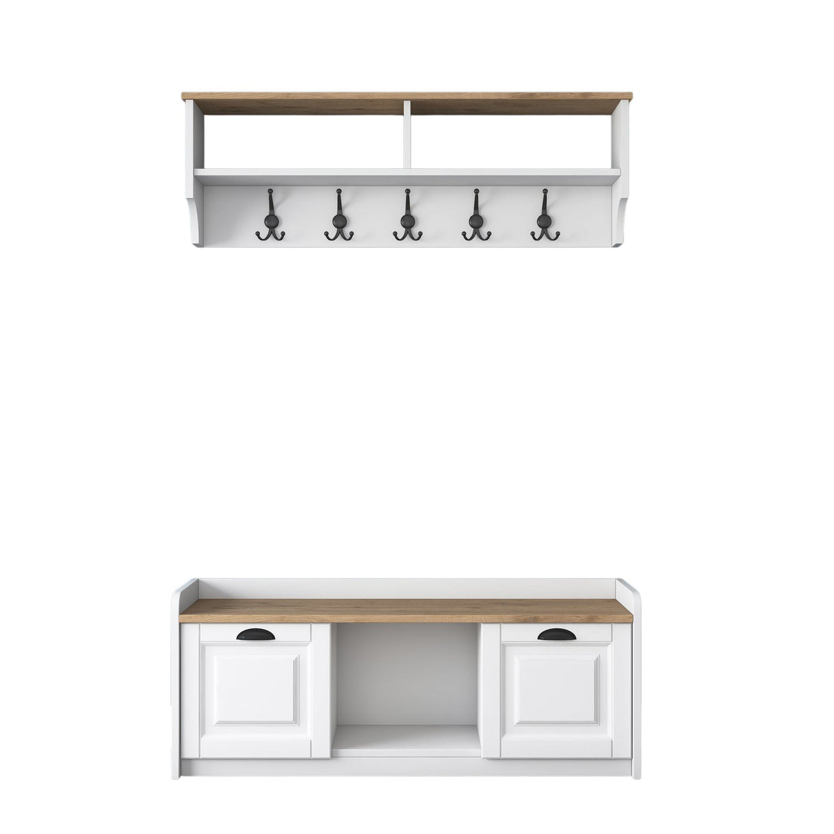 Έπιπλο Εισόδου Perdika Λευκό - Καρυδί 120x40x45 εκ. Μελαμίνης