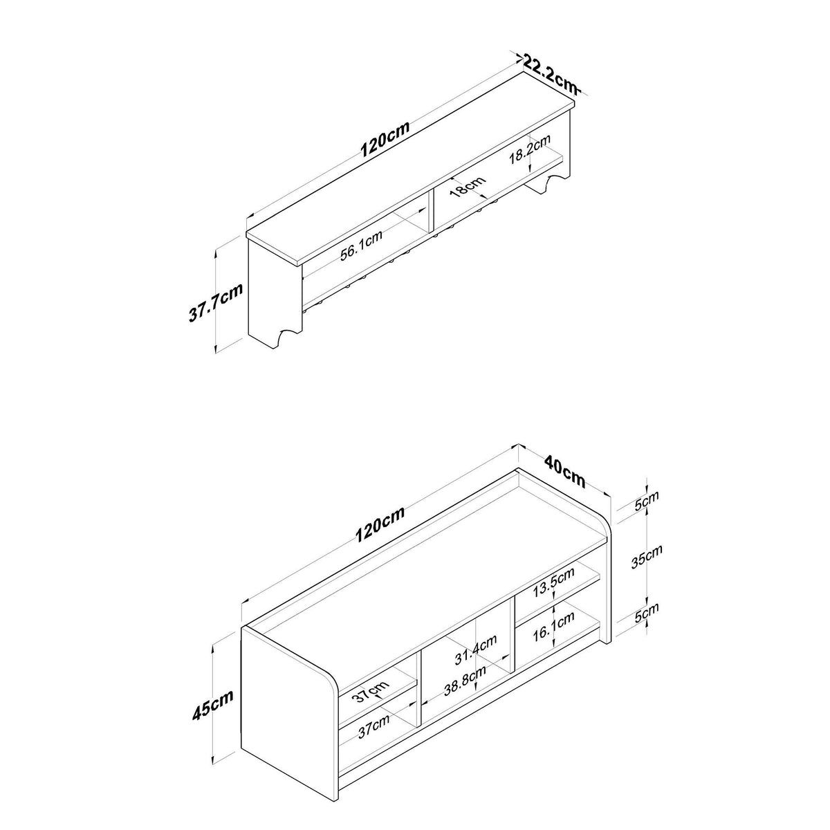 Έπιπλο Εισόδου Perdika Λευκό - Καρυδί 120x40x45 εκ. Μελαμίνης