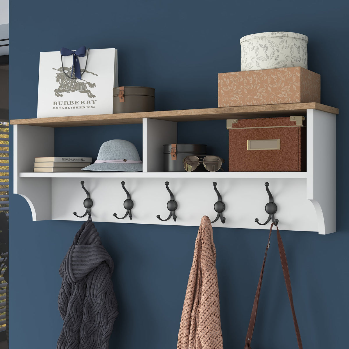 Έπιπλο Εισόδου Perdika Λευκό - Καρυδί 120x22.2x37.2 εκ. Μελαμίνης