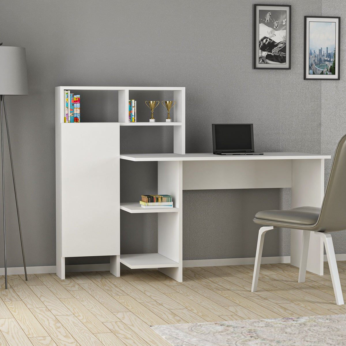 Γραφείο Kokkini Λευκό 135.9x60x111.8 εκ. Μελαμίνης