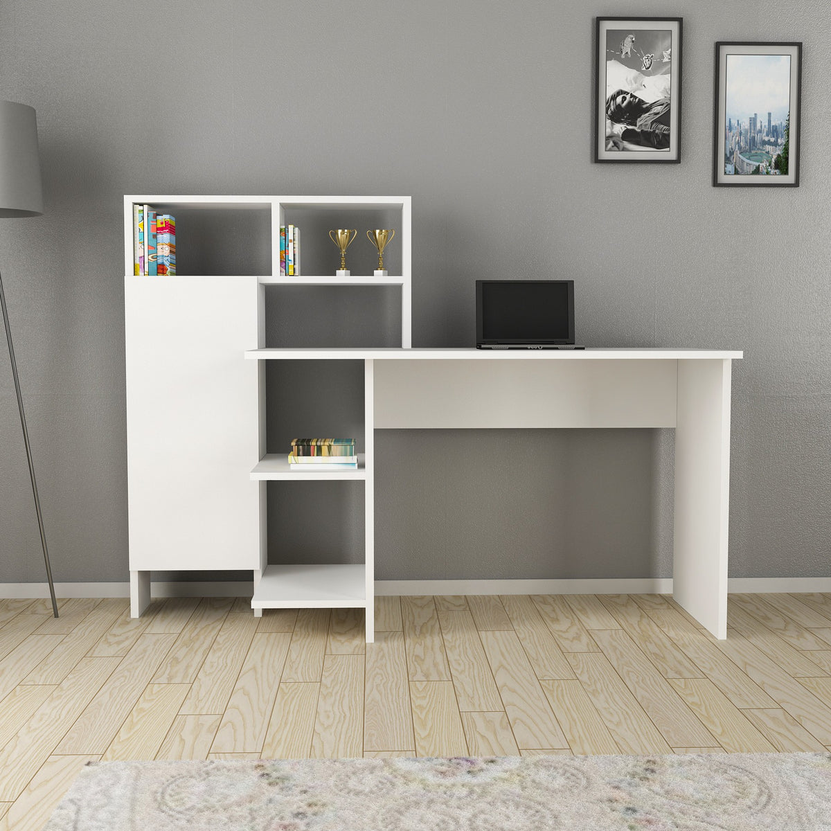 Γραφείο Kokkini Λευκό 135.9x60x111.8 εκ. Μελαμίνης