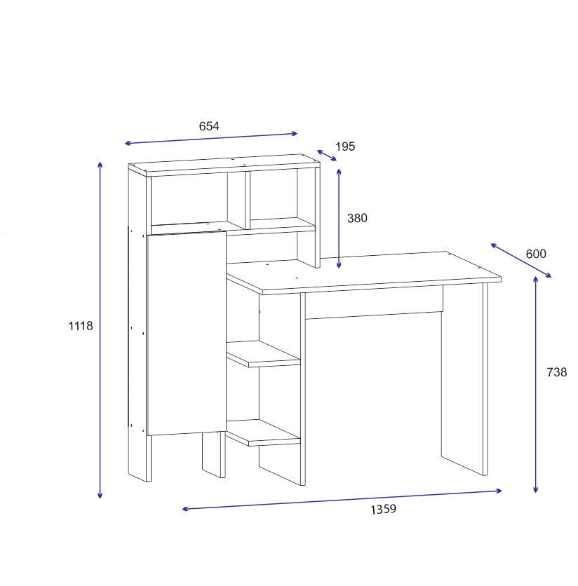 Γραφείο Kokkini Λευκό 135.9x60x111.8 εκ. Μελαμίνης