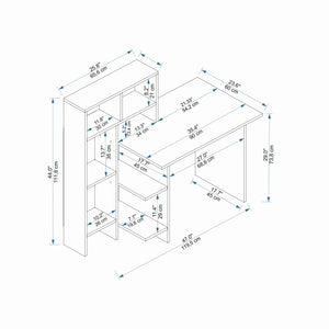Γραφείο Kokkini Ανθρακί 135.9x60x111.8 εκ. Μελαμίνης