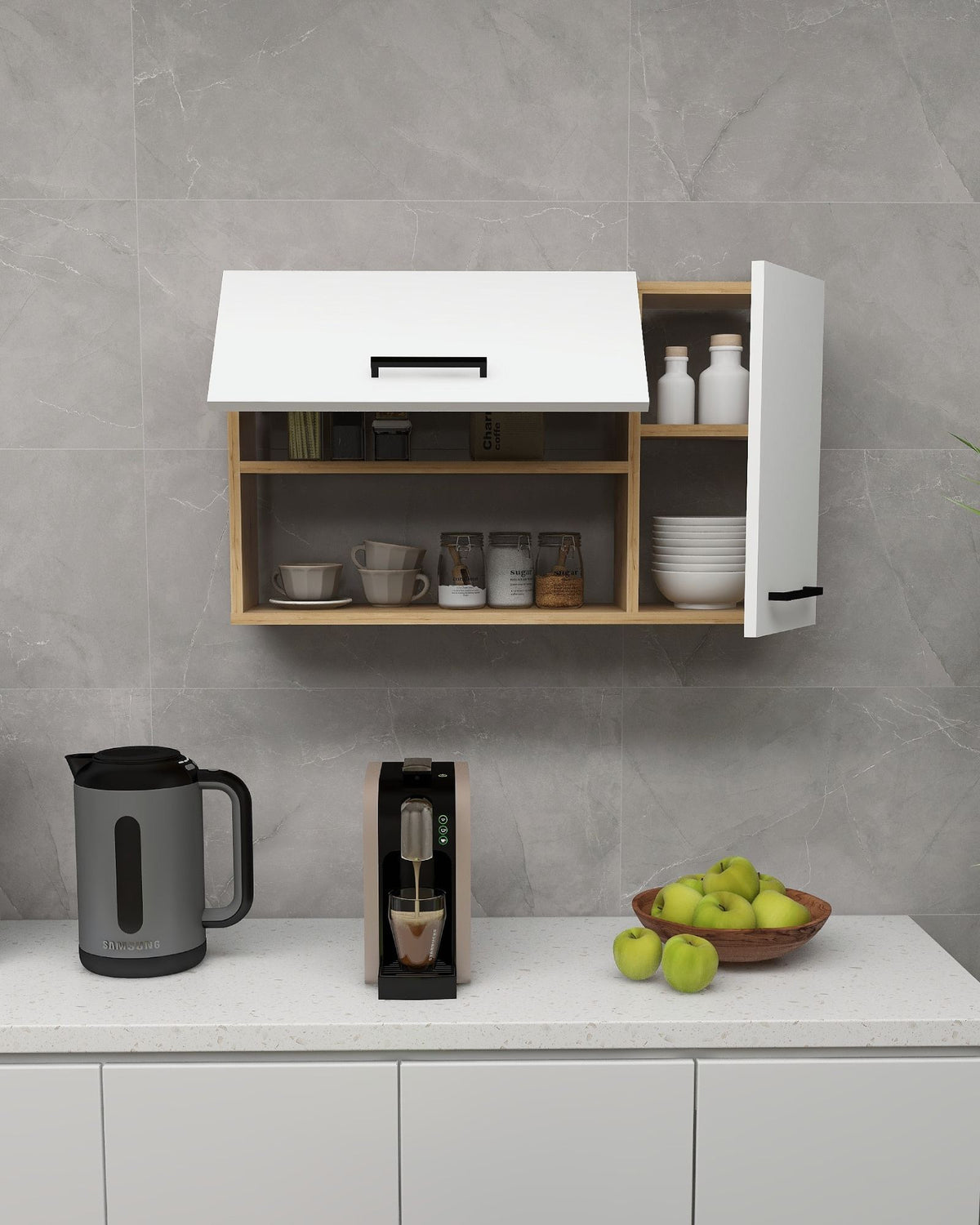 Στήλη Αποθήκευσης Arillas Δρυς Sapphire - Λευκό 90x23.8x52 εκ. Μελαμίνης
