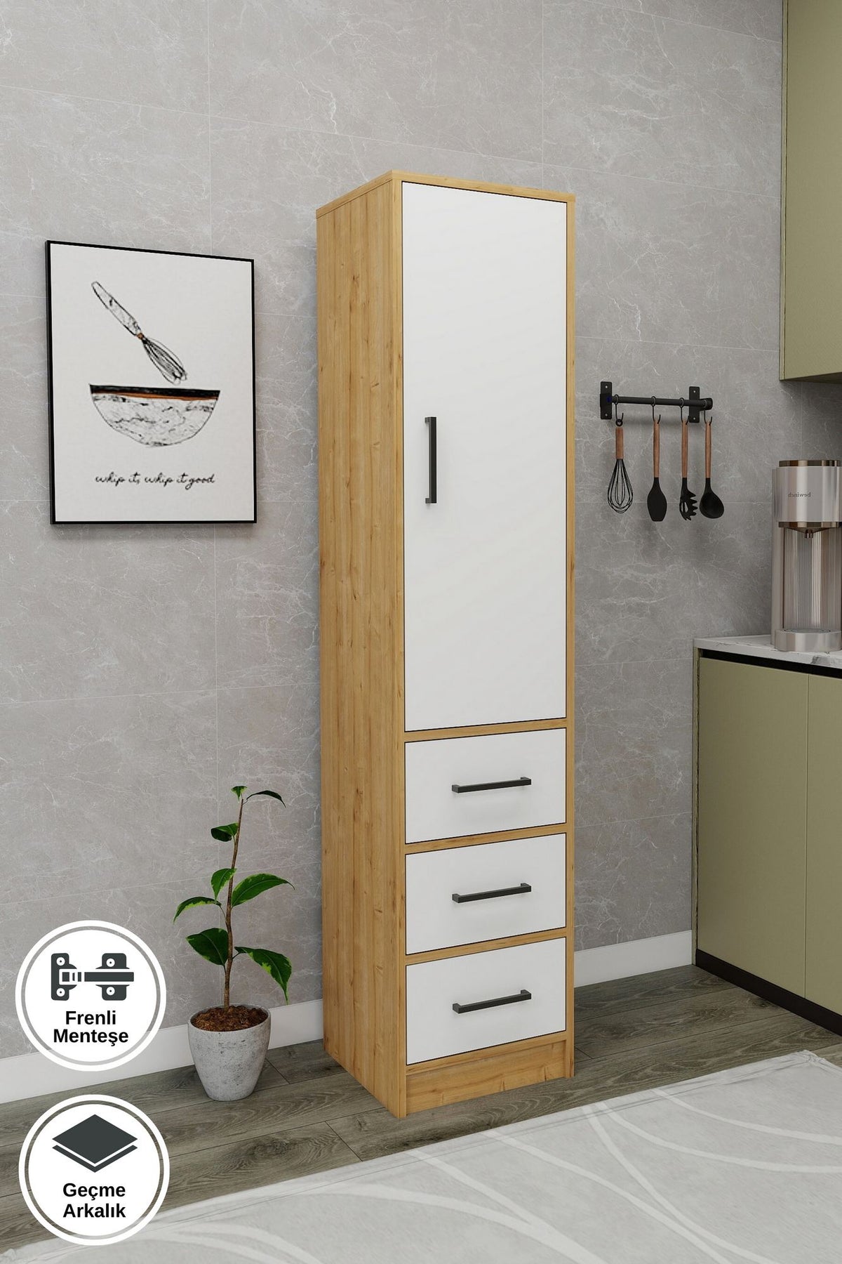 Στήλη Αποθήκευσης Agrotera Δρυς Sapphire - Λευκό 40x40x181.8 εκ. Μελαμίνης