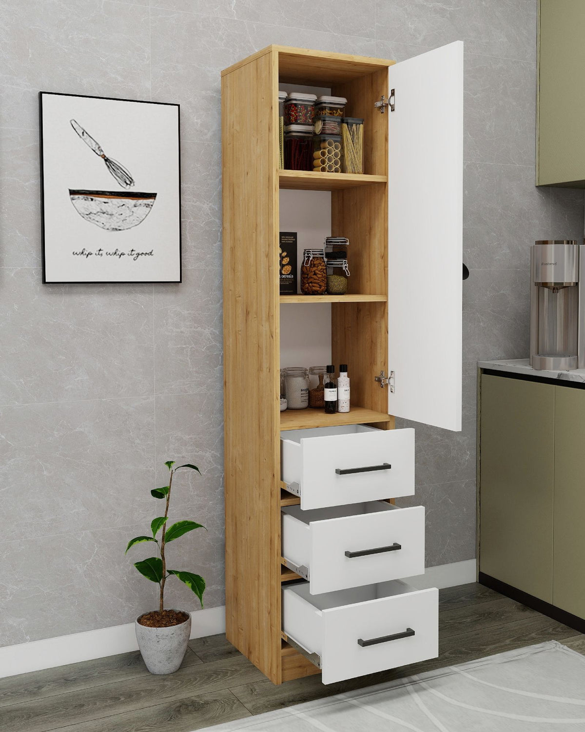 Στήλη Αποθήκευσης Agrotera Δρυς Sapphire - Λευκό 40x40x181.8 εκ. Μελαμίνης