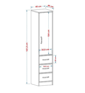 Στήλη Αποθήκευσης Agrotera Δρυς Sapphire - Λευκό 40x40x181.8 εκ. Μελαμίνης