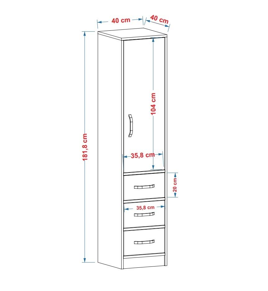 Στήλη Αποθήκευσης Agrotera Δρυς Sapphire - Λευκό 40x40x181.8 εκ. Μελαμίνης