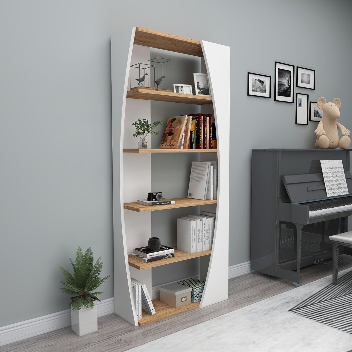 Βιβλιοθήκη Lato Ατλαντικό Πεύκο - Λευκό 63.6x23.8x150 εκ. Μελαμίνης