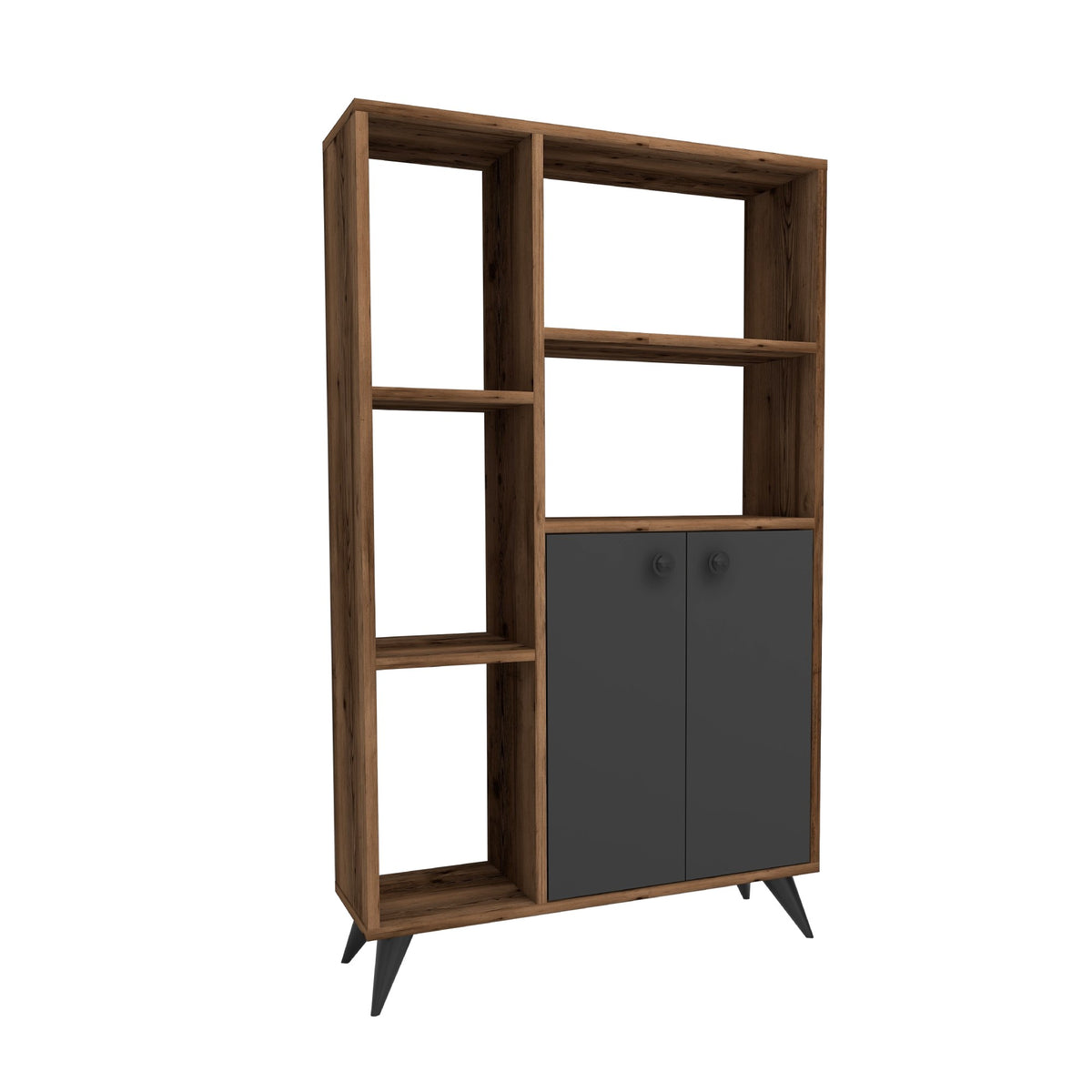 Βιβλιοθήκη Mylikouri Ανοιχτό Καρυδί - Ανθρακί 80x25x135.6 εκ. Μελαμίνης