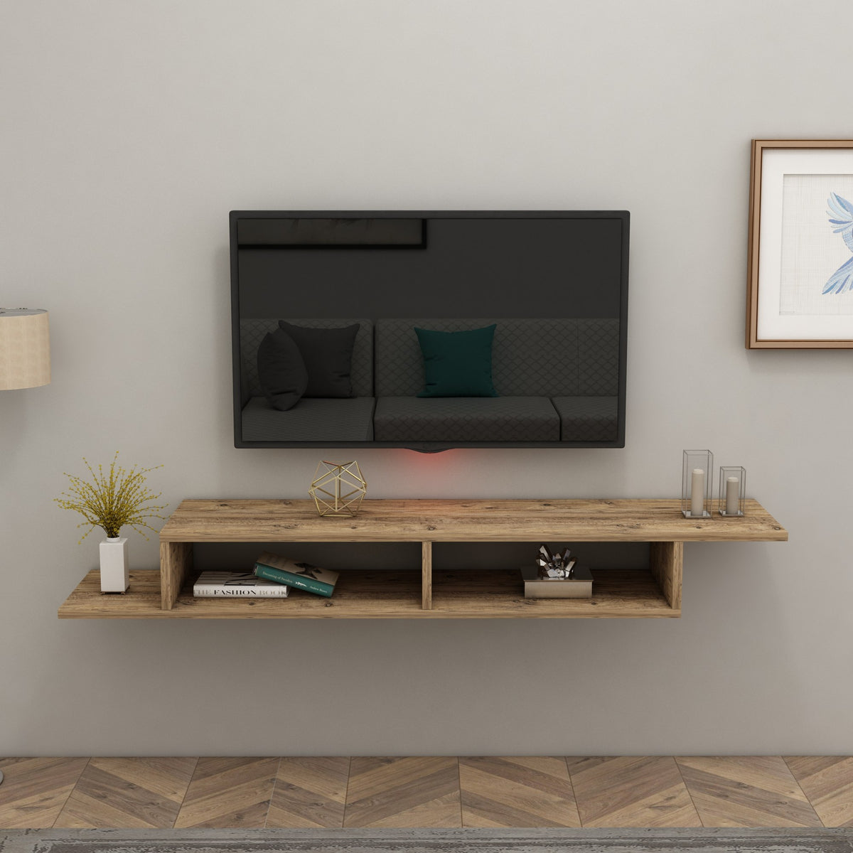 Έπιπλο Τηλεόρασης Zakros Ατλαντικό Πεύκο 120x29.6x18.2 εκ. Μελαμίνης