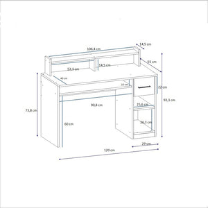 Γραφείο Prinos Με Ράφια Ανθρακί 120x93.3x55 εκ. Μελαμίνης - Pakobazaar