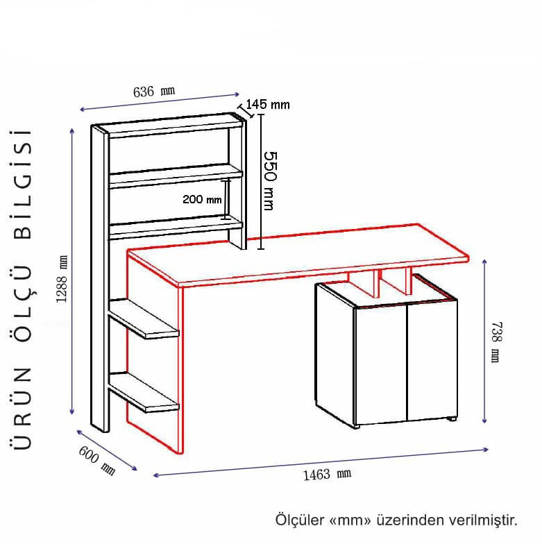 Γραφείο Tsepelovo Με Ράφια Λευκό - Ανθρακί 146.3x60x73.8 εκ. Μελαμίνης - Pakobazaar