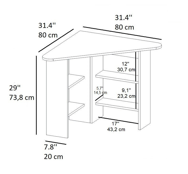 Γραφείο Pothia Ανθρακί 80x80x73.8 εκ. Μελαμίνης