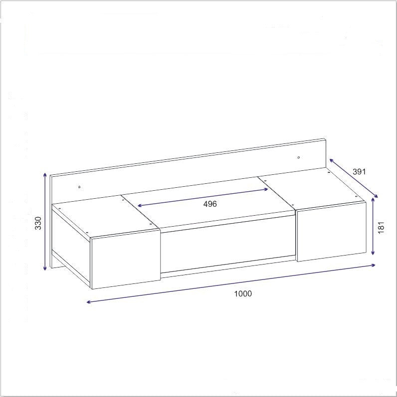 Τουαλέτα Kiveri Ανθρακί 100x39.1x33 εκ. Μελαμίνης