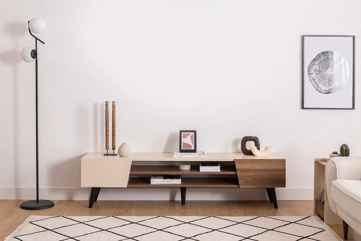 Έπιπλο Τηλεόρασης Kalopanagiotis Καρυδί - Μπεζ 180x37x45 εκ. Μελαμίνης