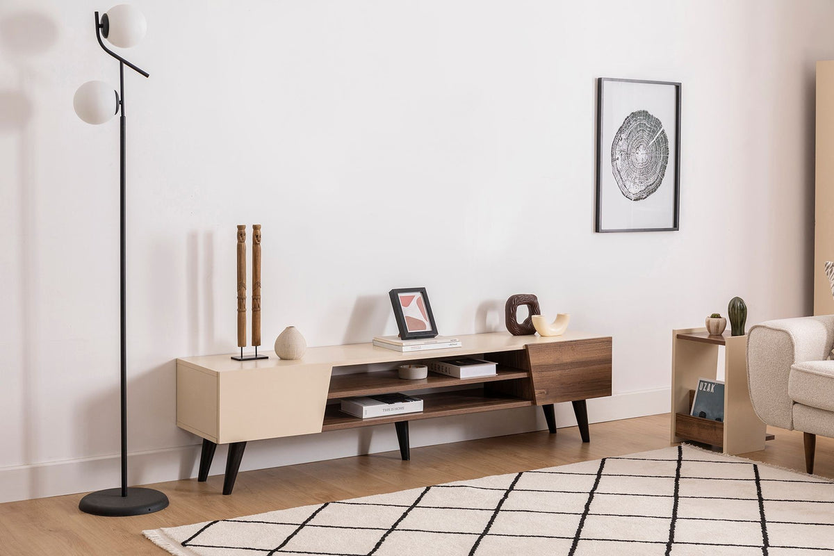 Έπιπλο Τηλεόρασης Kalopanagiotis Καρυδί - Μπεζ 180x37x45 εκ. Μελαμίνης