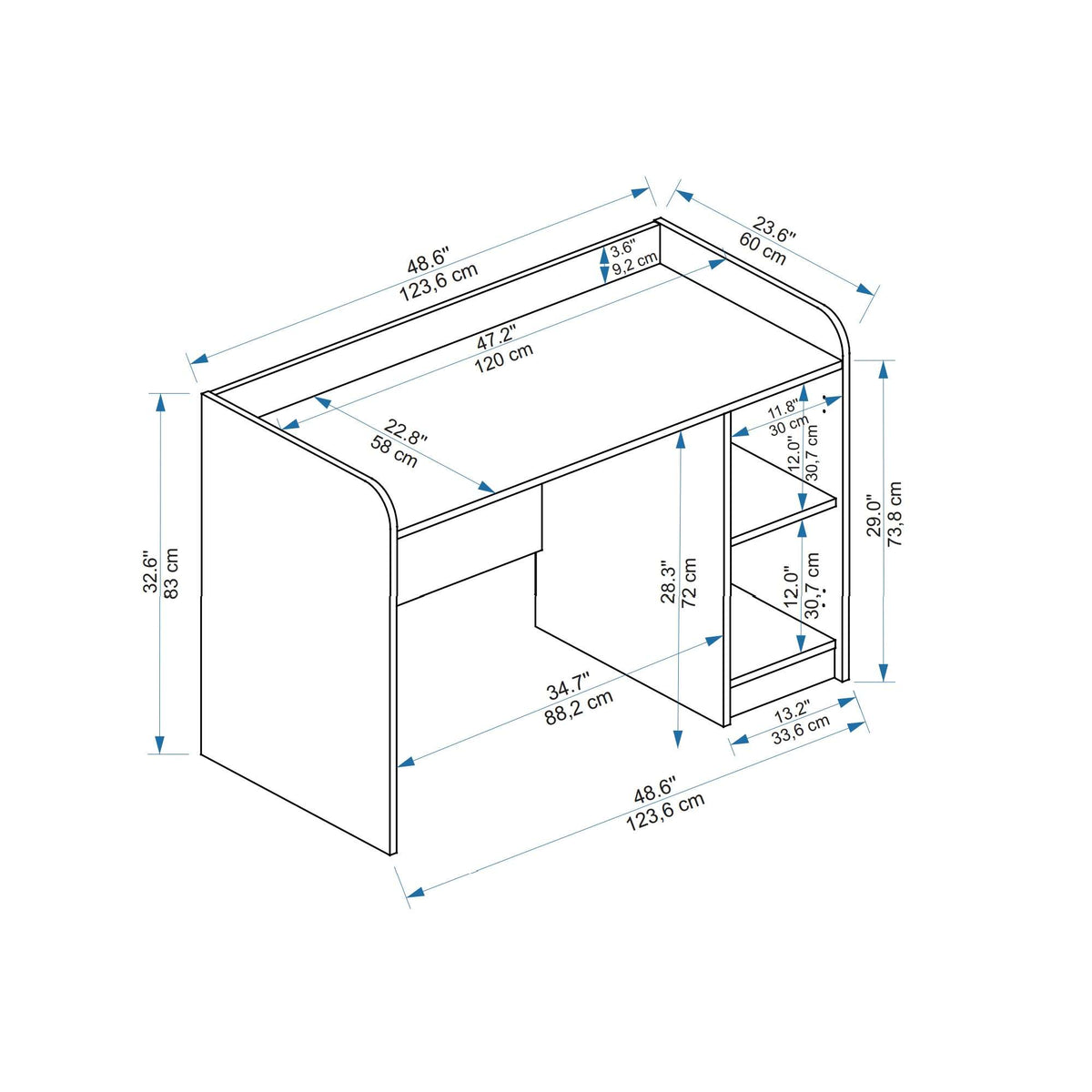 Γραφείο Kavousi Λευκό 123.6x60x83 εκ. Μελαμίνης