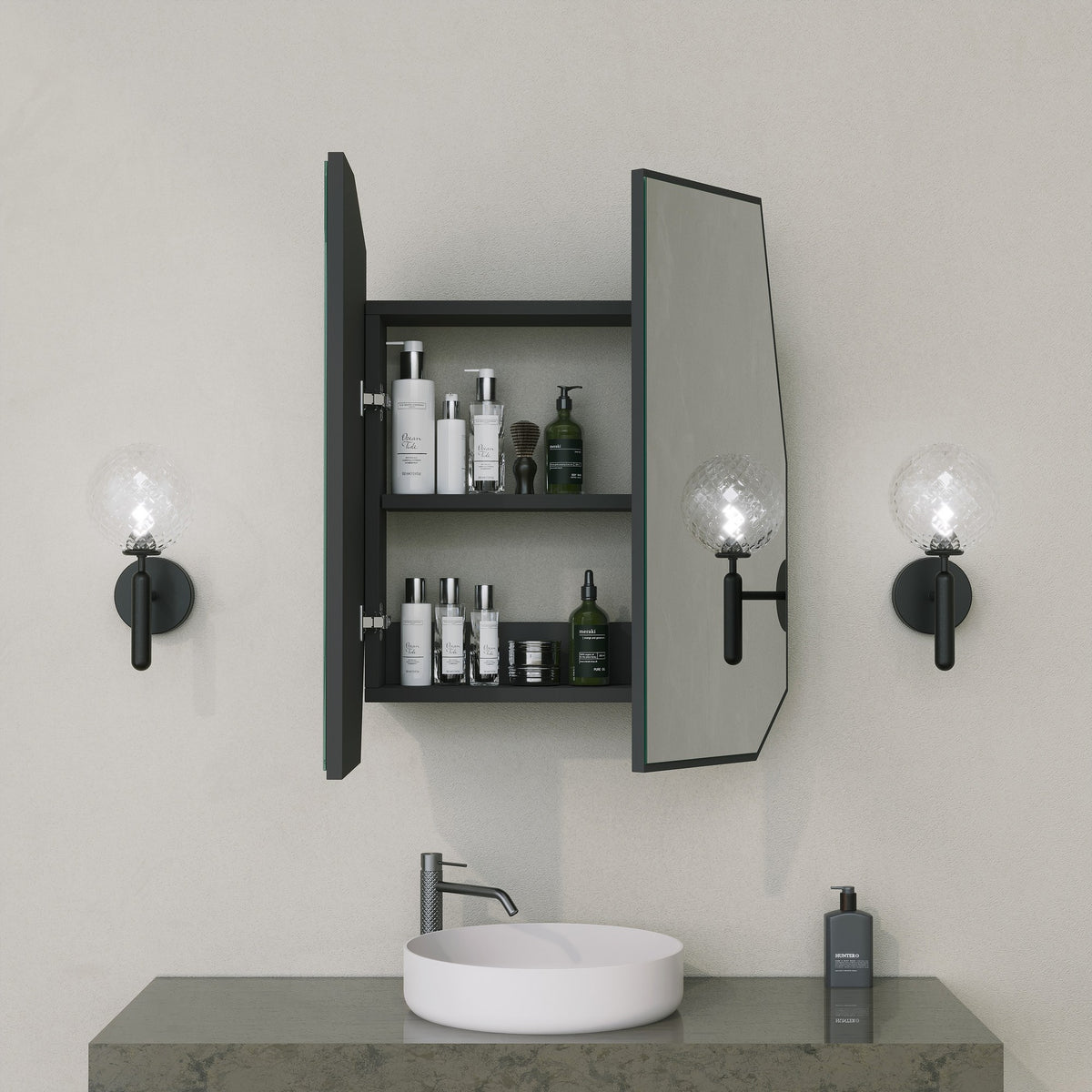 Ντουλάπι Μπάνιου Asfendou Μαύρο 50x12x45 εκ. MDF