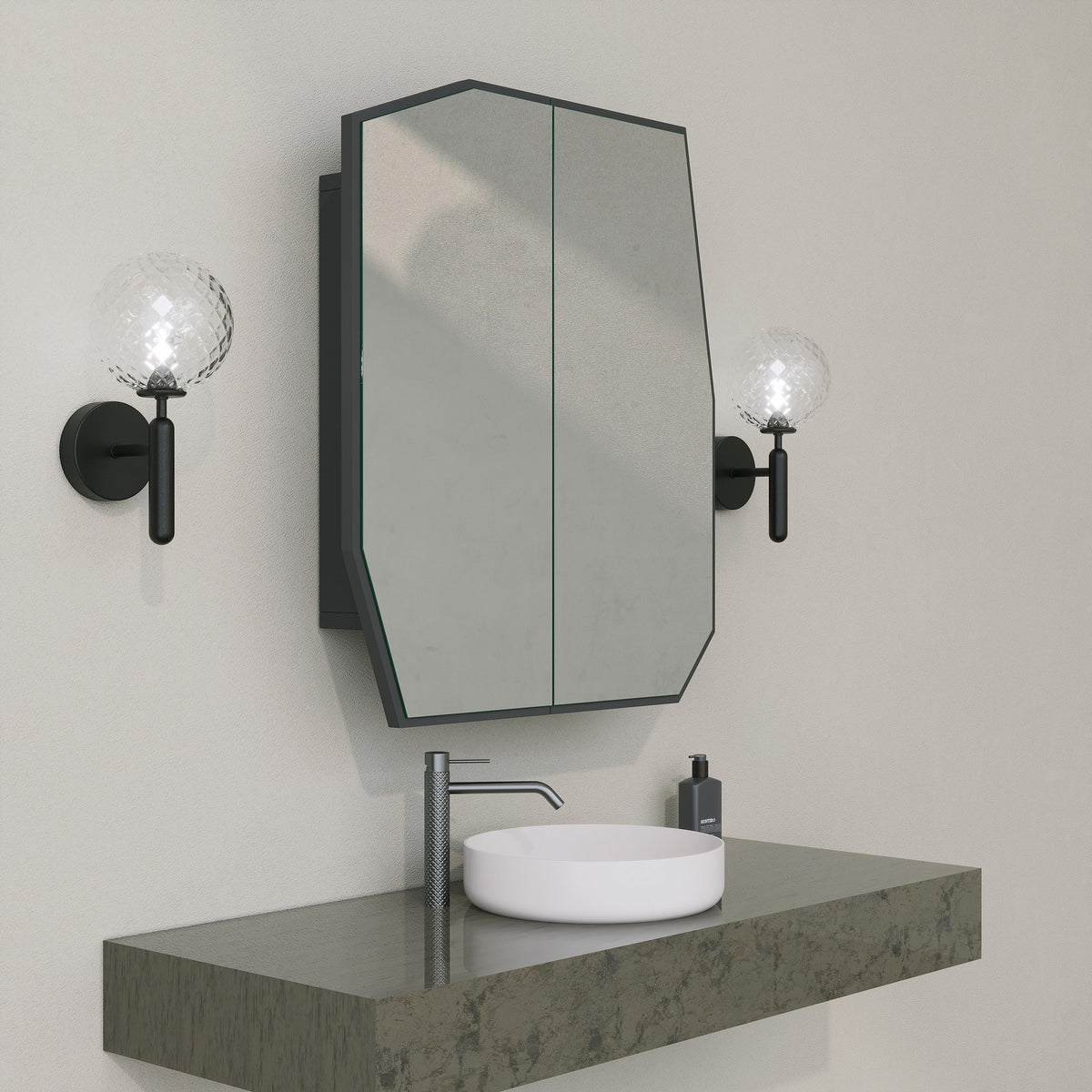 Ντουλάπι Μπάνιου Asfendou Μαύρο 50x12x45 εκ. MDF