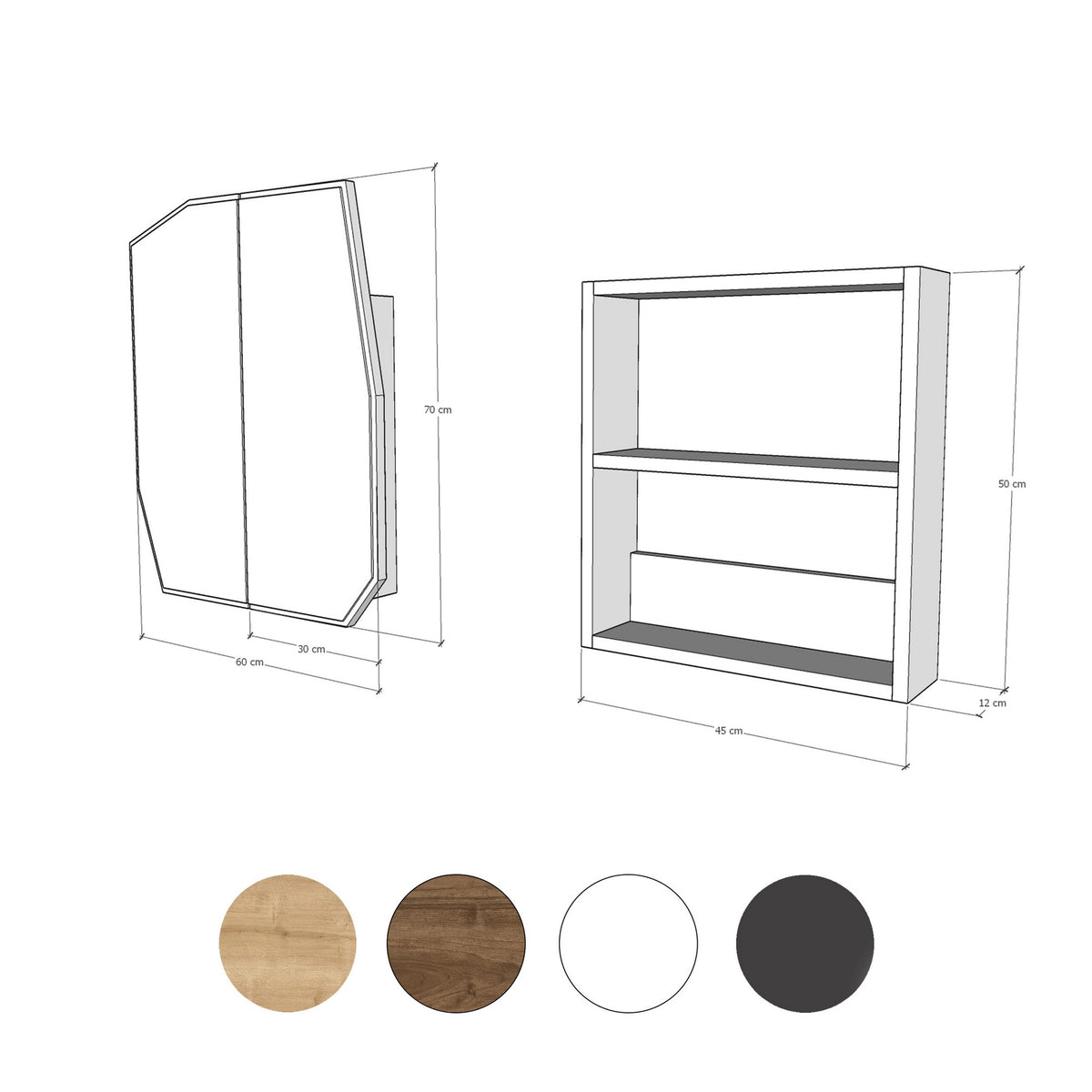 Ντουλάπι Μπάνιου Asfendou Μαύρο 50x12x45 εκ. MDF