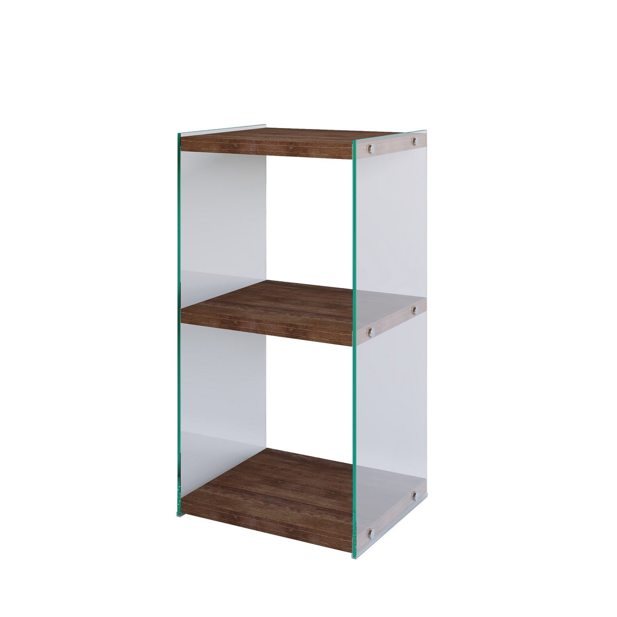 Βιβλιοθήκη Prodromos Γυάλινη Καρυδί 40x35x80 εκ. Μασίφ Ξύλου