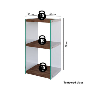 Βιβλιοθήκη Prodromos Γυάλινη Καρυδί 40x35x80 εκ. Μασίφ Ξύλου
