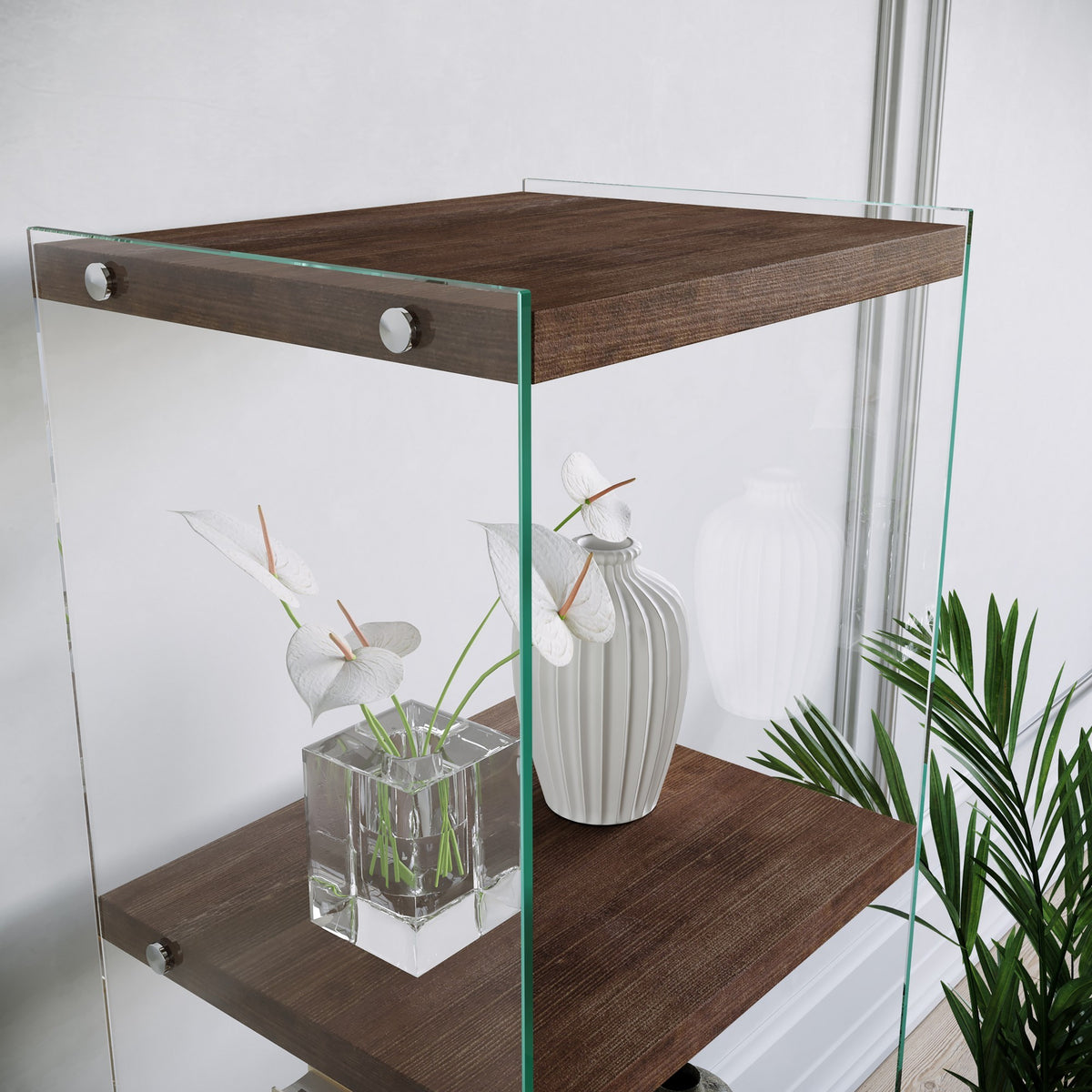 Βιβλιοθήκη Vlasia Καρυδί 40x35x120 εκ. Μασίφ Ξύλου