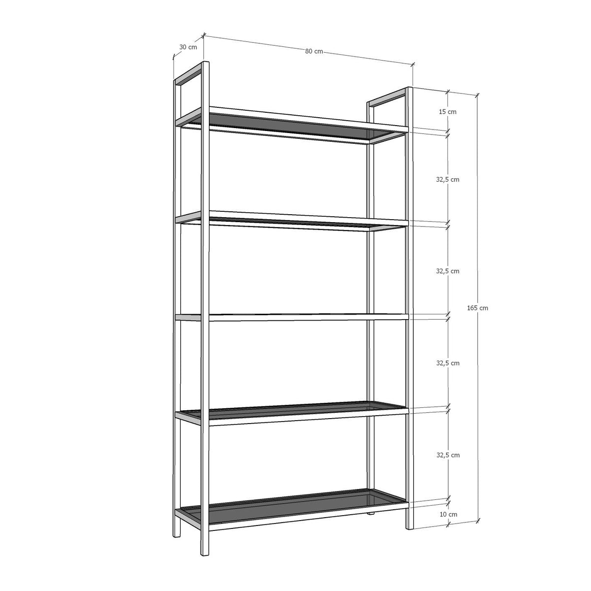 Βιβλιοθήκη Xirokampos Χρυσό 80x30x165 εκ.