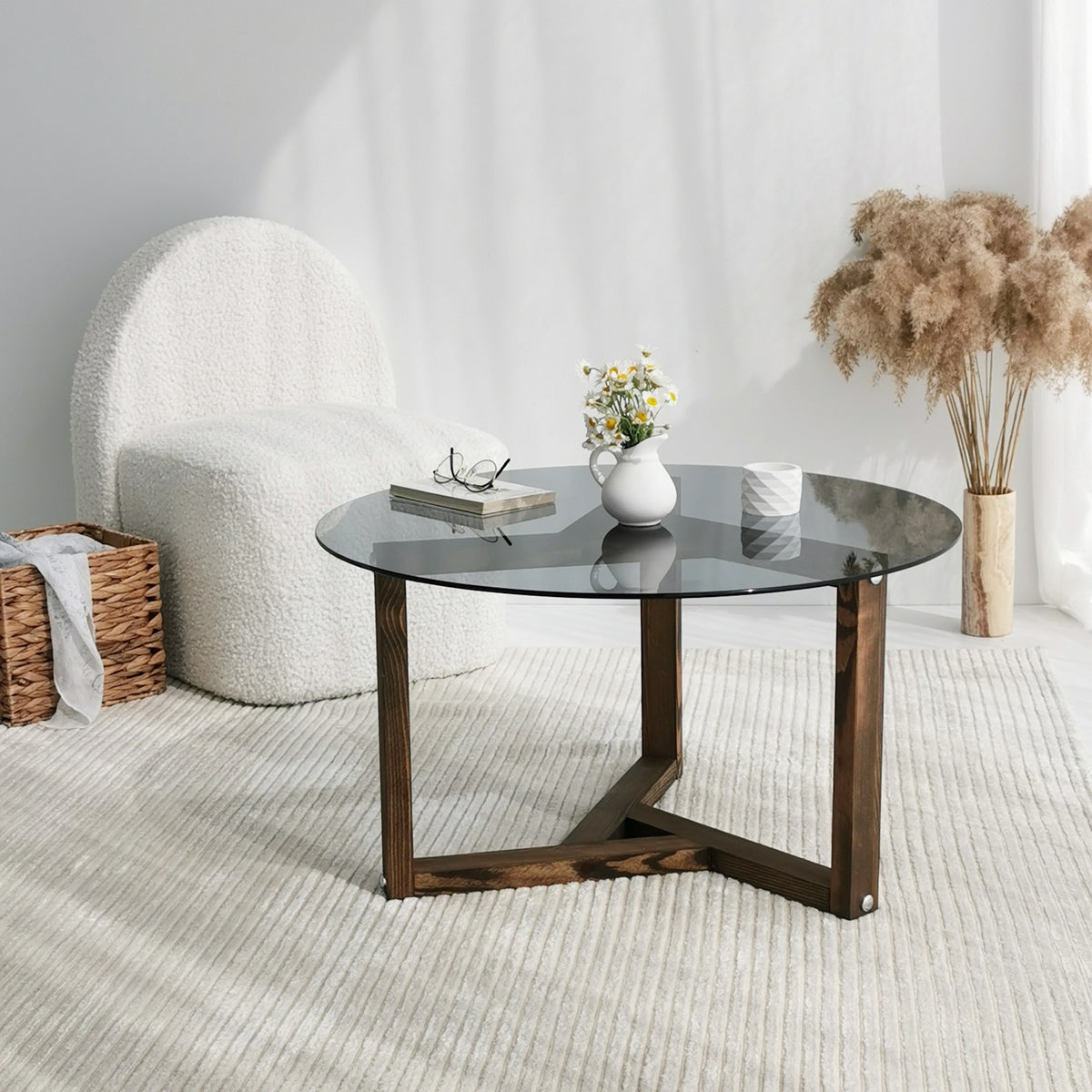 Τραπεζάκι Σαλονιού Trianta Γυάλινο Φιμέ 75x75x40 εκ. - Pakobazaar