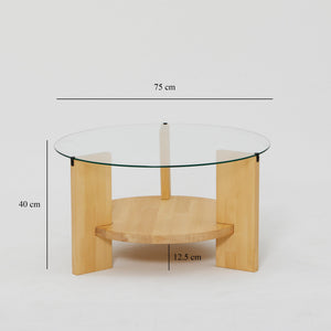 Τραπεζάκι Σαλονιού Choulou Γυάλινο Δρυς 75x75x40 εκ.