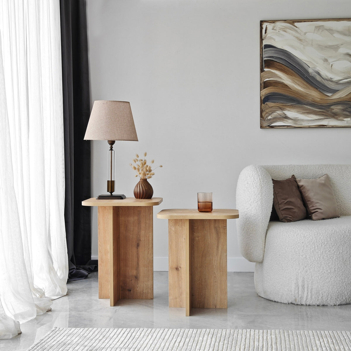 Βοηθητικά Τραπεζάκια Σετ 2τμχ Sklithro Δρυς Sapphire 40x40x55 εκ. Μελαμίνης - Pakobazaar