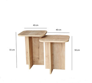 Βοηθητικά Τραπεζάκια Σετ 2τμχ Sklithro Δρυς Sapphire 40x40x55 εκ. Μελαμίνης - Pakobazaar