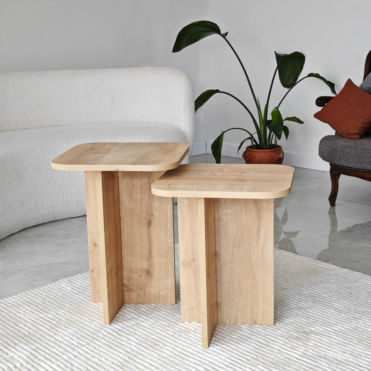 Βοηθητικά Τραπεζάκια Σετ 2τμχ Sklithro Δρυς Sapphire 40x40x55 εκ. Μελαμίνης - Pakobazaar