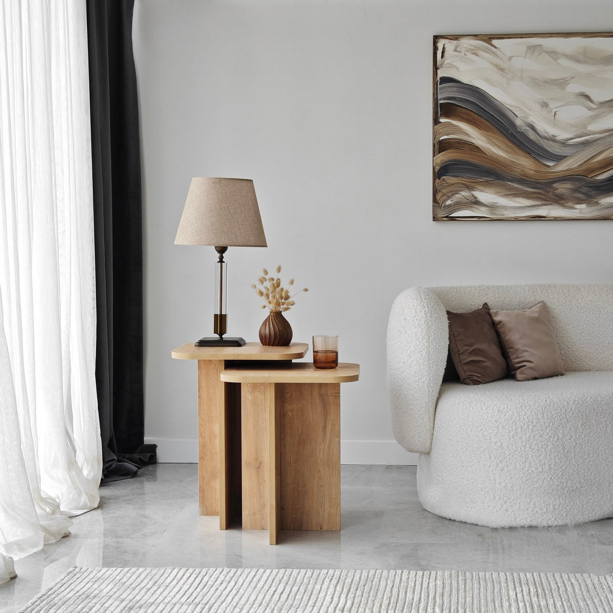 Βοηθητικά Τραπεζάκια Σετ 2τμχ Sklithro Δρυς Sapphire 40x40x55 εκ. Μελαμίνης - Pakobazaar