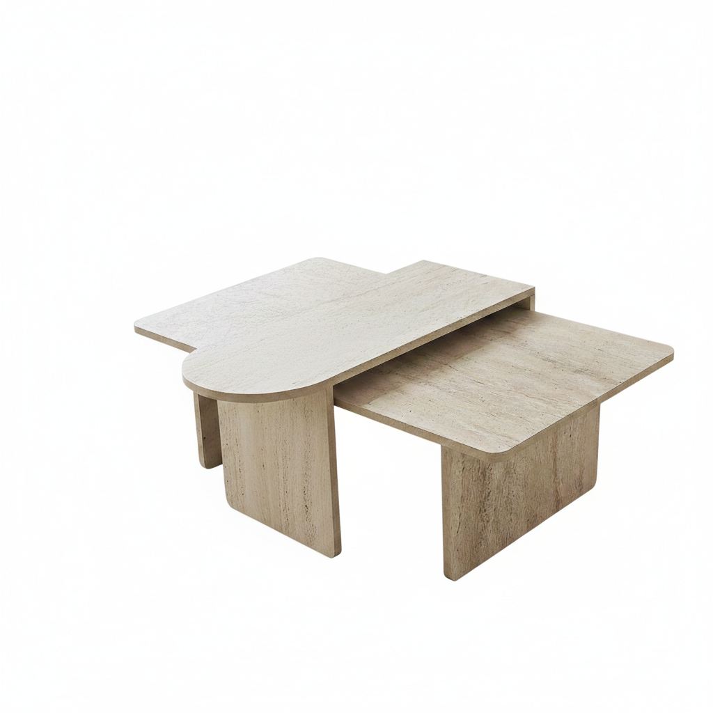 Τραπεζάκια Σαλονιού Σετ Tinos Μπρονζέ - Travertine 105x60x35 εκ. Μελαμίνης