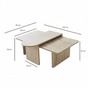 Τραπεζάκια Σαλονιού Σετ Tinos Μπρονζέ - Travertine 105x60x35 εκ. Μελαμίνης