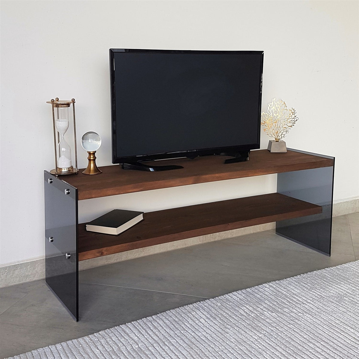 Έπιπλο Τηλεόρασης Selegoudi Καρυδί 120x35x45 εκ. Μασίφ Ξύλου - Pakobazaar