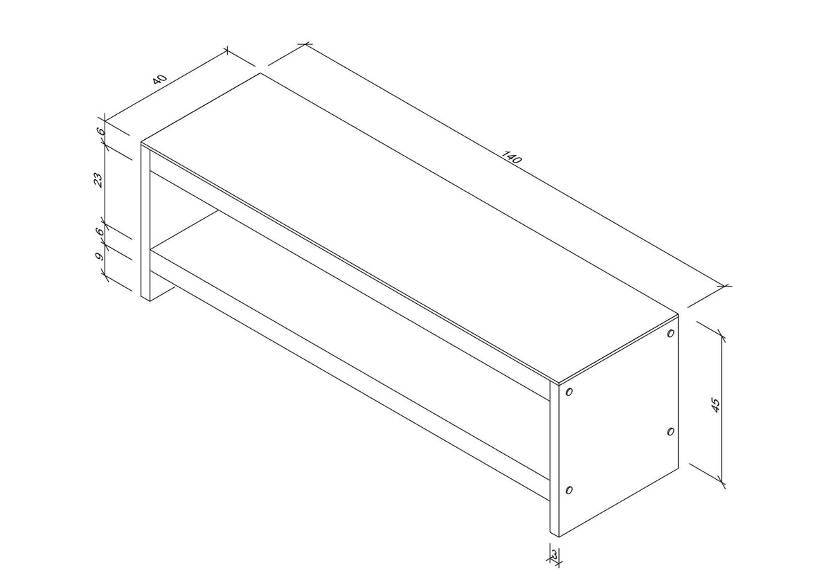 Έπιπλο Τηλεόρασης Konnos Γυάλινο Καρυδί 140x40x45 εκ. Μασίφ Ξύλου