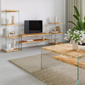Έπιπλο Τηλεόρασης Pefkofyto Δρυς 120x35x45 εκ. Μασίφ Ξύλου