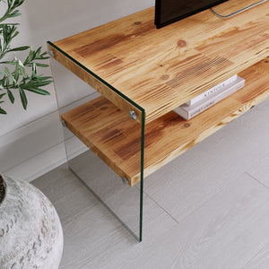 Έπιπλο Τηλεόρασης Pefkofyto Δρυς 120x35x45 εκ. Μασίφ Ξύλου