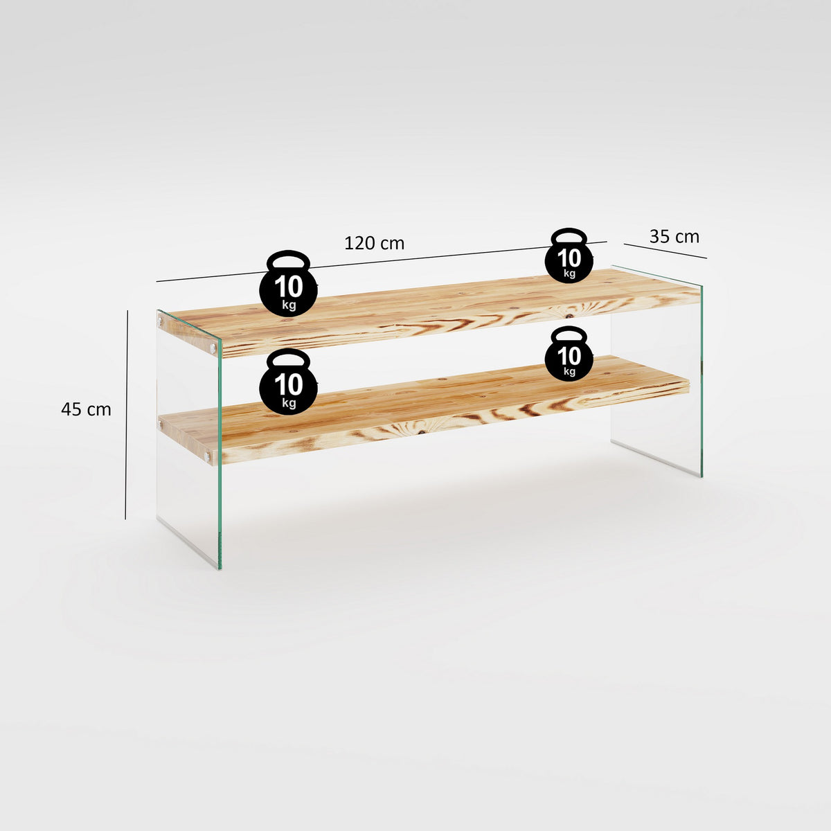 Έπιπλο Τηλεόρασης Pefkofyto Δρυς 120x35x45 εκ. Μασίφ Ξύλου